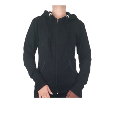 Γυναικεια ζακετα φουτερ - λυτρα διχρωμη με κουκουλα Μαύρο