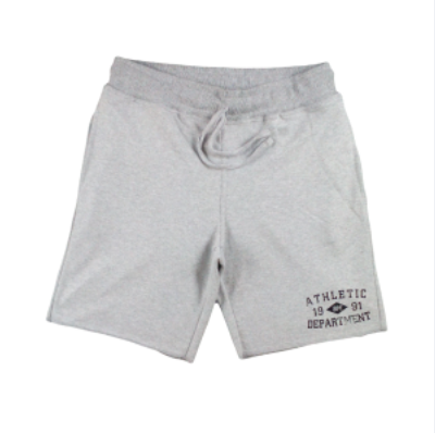 Σορτς με πλαϊνες τσεπες και σταμπα φουτερ αχνουδιαστο γκρι