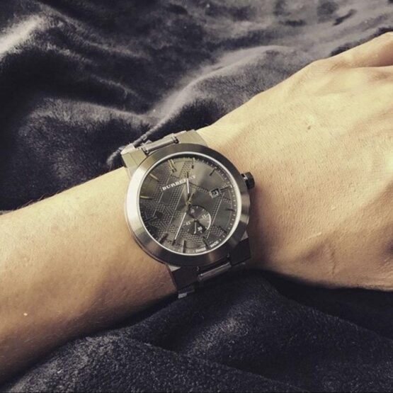 BURBERRY MENS  GUNMETAL GREY CHRONOGRAPH 42 MM