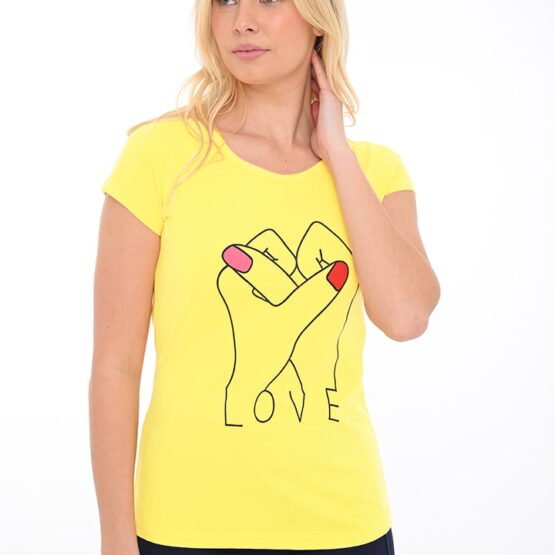 ΜΠΛΟΥΖΑ ΜΑΚΟ ΛΑΙΜΟΚΟΨΗ LOVE ΚΙΤΡΙΝΟ